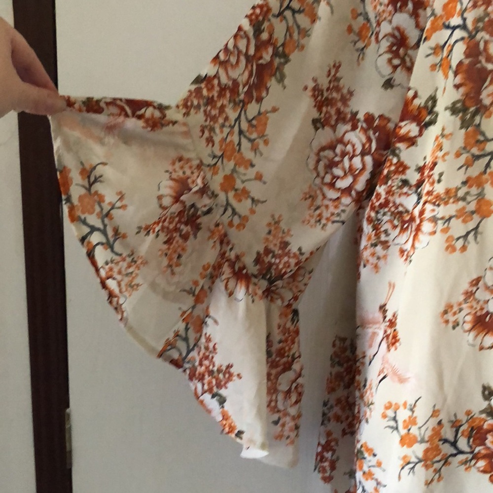 Women’s spring Open front long floral kimono cardigan topper - Picture 5 of 12